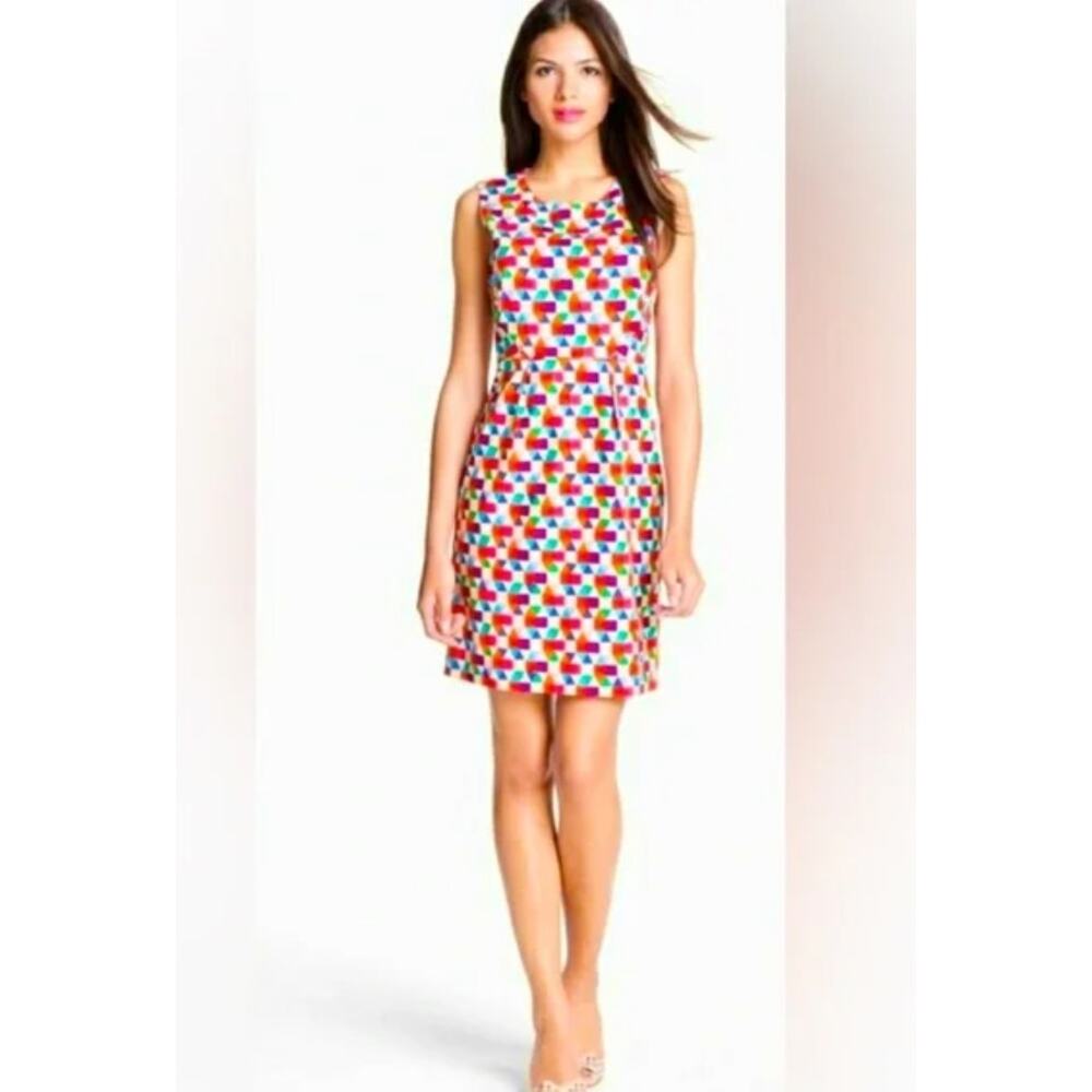 Kate Spade Womens Silk Blend Abbey Geometric Colorful Sheath Dress Size 0
